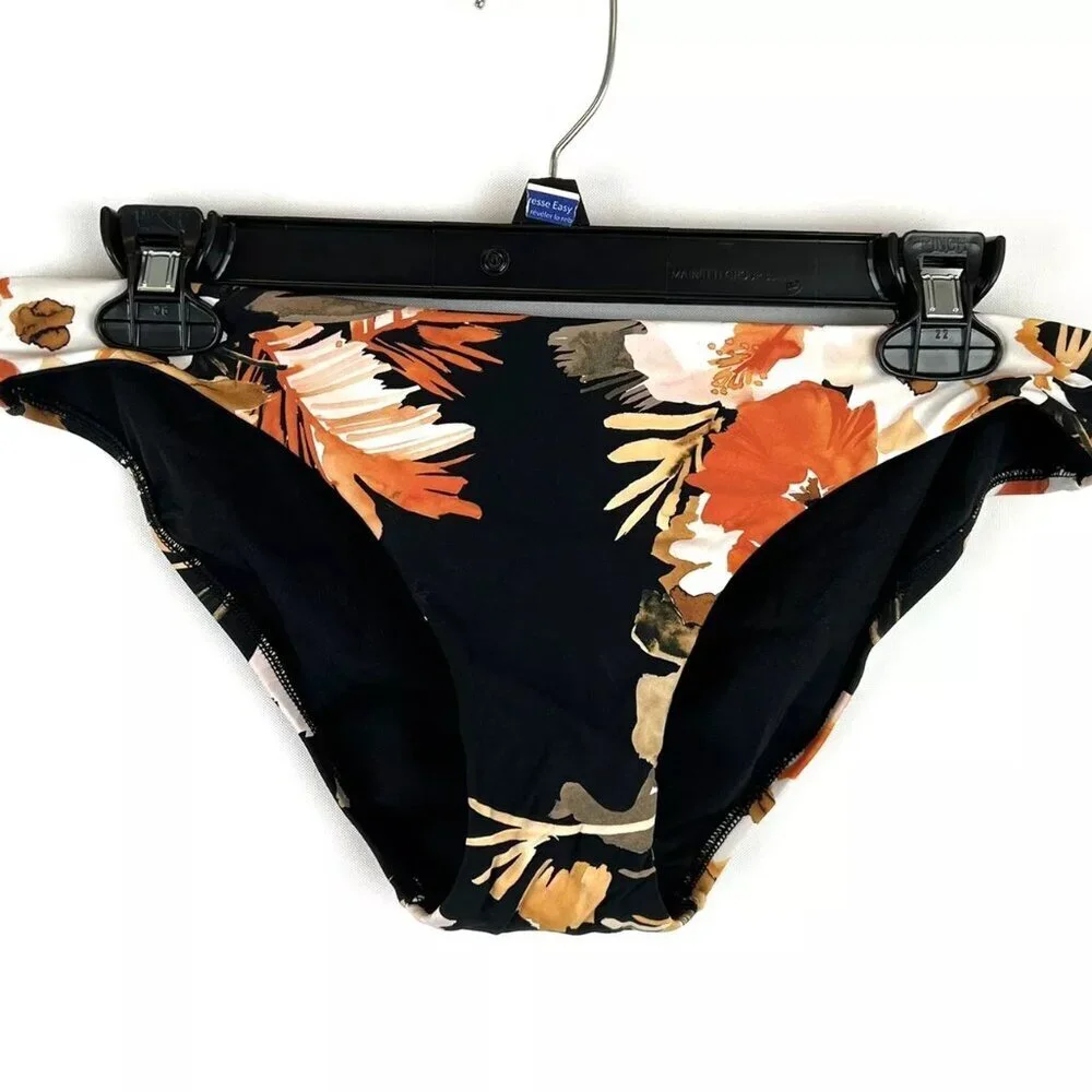 Seafolly Women’s Black Floral Brief Bikini Bottom US Size 10